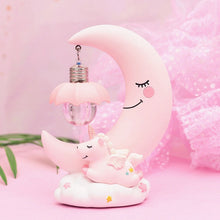 Load image into Gallery viewer, Moon Resin Cartoon Romantic Bedroom Decor Night Lamp Baby Kids Birthday Xmas Gift, Blue, Pink
