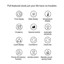 Load image into Gallery viewer, Multifunctional LED Wall Clock Creative Digital Clock, Hollow Remote Control, Sealed Box Remote Control