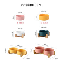 Load image into Gallery viewer, Cat Bowl Dog Pot Pet Ceramic Bowl, 13cm/400ml Single Bowl, 13cm/400ml Single Bowl With Wooden Stand, 13cm/400ml Double Bowl With Wooden Stand, 15.5cm/850ml Single Bowl, 15.5cm/850ml Single Bowl With Wooden Stand