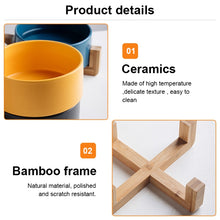 Load image into Gallery viewer, Cat Bowl Dog Pot Pet Ceramic Bowl, 13cm/400ml Single Bowl, 13cm/400ml Single Bowl With Wooden Stand, 13cm/400ml Double Bowl With Wooden Stand, 15.5cm/850ml Single Bowl, 15.5cm/850ml Single Bowl With Wooden Stand