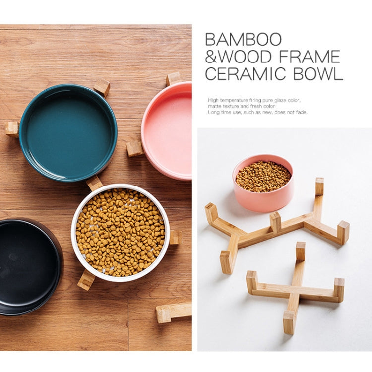 Cat Bowl Dog Pot Pet Ceramic Bowl, 13cm/400ml Single Bowl, 13cm/400ml Single Bowl With Wooden Stand, 13cm/400ml Double Bowl With Wooden Stand, 15.5cm/850ml Single Bowl, 15.5cm/850ml Single Bowl With Wooden Stand, 15.5cm/850ml Double Bowl With Wooden Stand