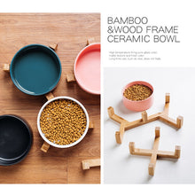 Load image into Gallery viewer, Cat Bowl Dog Pot Pet Ceramic Bowl, 13cm/400ml Single Bowl, 13cm/400ml Single Bowl With Wooden Stand, 13cm/400ml Double Bowl With Wooden Stand, 15.5cm/850ml Single Bowl, 15.5cm/850ml Single Bowl With Wooden Stand