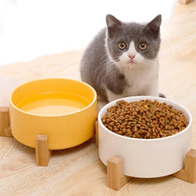 Load image into Gallery viewer, Cat Bowl Dog Pot Pet Ceramic Bowl, 13cm/400ml Single Bowl, 13cm/400ml Single Bowl With Wooden Stand, 13cm/400ml Double Bowl With Wooden Stand, 15.5cm/850ml Single Bowl, 15.5cm/850ml Single Bowl With Wooden Stand