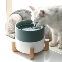 Load image into Gallery viewer, Cat Bowl Dog Pot Pet Ceramic Bowl, 13cm/400ml Single Bowl, 13cm/400ml Single Bowl With Wooden Stand, 13cm/400ml Double Bowl With Wooden Stand, 15.5cm/850ml Single Bowl, 15.5cm/850ml Single Bowl With Wooden Stand