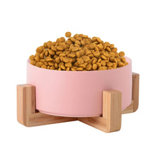 Load image into Gallery viewer, Cat Bowl Dog Pot Pet Ceramic Bowl, 13cm/400ml Single Bowl, 13cm/400ml Single Bowl With Wooden Stand, 13cm/400ml Double Bowl With Wooden Stand, 15.5cm/850ml Single Bowl, 15.5cm/850ml Single Bowl With Wooden Stand