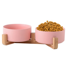 Load image into Gallery viewer, Cat Bowl Dog Pot Pet Ceramic Bowl, 13cm/400ml Single Bowl, 13cm/400ml Single Bowl With Wooden Stand, 13cm/400ml Double Bowl With Wooden Stand, 15.5cm/850ml Single Bowl, 15.5cm/850ml Single Bowl With Wooden Stand