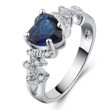 Load image into Gallery viewer, 925 Sterling Silver Women Heart Pattern Diamond Ring, 6, 7, 8, 9, 10