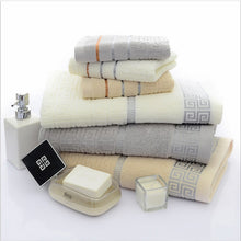 Load image into Gallery viewer, 3 PCS Plaid Cotton Towel Bath Set