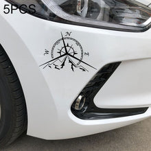 Load image into Gallery viewer, 5 PCS NSWE Fashion Mountains Compass Rose Decal Nautical Compass Navigate Car Sticker, Size: 13.7x9.4cm, 5 PCS Black, 5 PCS  Silver