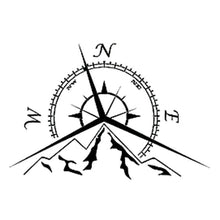 Load image into Gallery viewer, 5 PCS NSWE Fashion Mountains Compass Rose Decal Nautical Compass Navigate Car Sticker, Size: 13.7x9.4cm, 5 PCS Black, 5 PCS  Silver