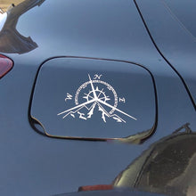 Load image into Gallery viewer, 5 PCS NSWE Fashion Mountains Compass Rose Decal Nautical Compass Navigate Car Sticker, Size: 13.7x9.4cm, 5 PCS Black, 5 PCS  Silver