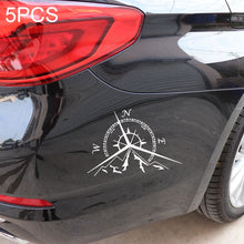 Load image into Gallery viewer, 5 PCS NSWE Fashion Mountains Compass Rose Decal Nautical Compass Navigate Car Sticker, Size: 13.7x9.4cm, 5 PCS Black, 5 PCS  Silver