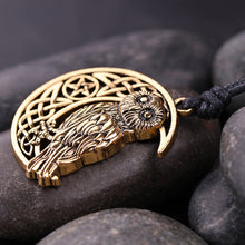 Load image into Gallery viewer, Owl Great Wisdom Ancient Silver Ancient Gold Couple Necklace, Antique Silver Plated, Antique Gold Plated