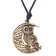 Load image into Gallery viewer, Owl Great Wisdom Ancient Silver Ancient Gold Couple Necklace, Antique Silver Plated, Antique Gold Plated