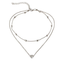 Load image into Gallery viewer, Jewelry Vintage Simple Copper Heart Multi - Layer Clavicle Necklace Wholesale Necklace, Silver, gold