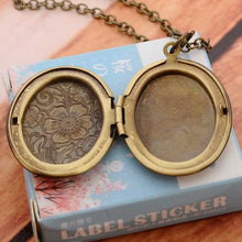 Load image into Gallery viewer, Vintage Antique Bronze Floral Patterns Carved Oval Locket Picture Memento Photos Box Necklace