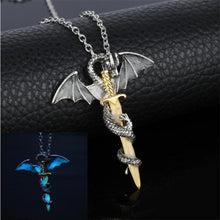 Load image into Gallery viewer, Luminous Jewelry Dragon Sword Pendant Necklace Dark Anime Necklace