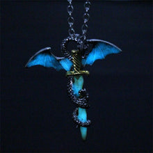 Load image into Gallery viewer, Luminous Jewelry Dragon Sword Pendant Necklace Dark Anime Necklace