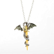Load image into Gallery viewer, Luminous Jewelry Dragon Sword Pendant Necklace Dark Anime Necklace