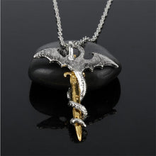 Load image into Gallery viewer, Luminous Jewelry Dragon Sword Pendant Necklace Dark Anime Necklace