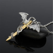 Load image into Gallery viewer, Luminous Jewelry Dragon Sword Pendant Necklace Dark Anime Necklace