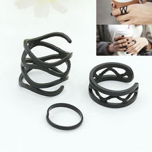 Load image into Gallery viewer, 3 PCS Women Punk Black Matte Ring Set
