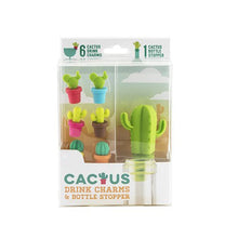 Load image into Gallery viewer, 7 PCS Creative Cactus Silicone Wine Bottle Stopper + Wine Glass Marker Set, 7 in 1 Wine Bottle Stopper