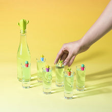 Load image into Gallery viewer, 7 PCS Creative Cactus Silicone Wine Bottle Stopper + Wine Glass Marker Set, 7 in 1 Wine Bottle Stopper