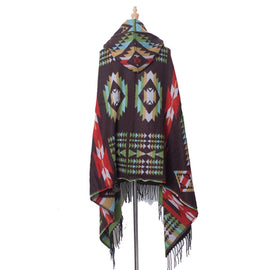 Autumn And Winter Horn Buckle Ethnic Style Hooded Cloak Shawl Bohemian Hooded Shawl