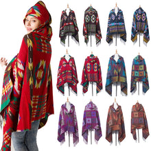 Load image into Gallery viewer, Autumn And Winter Horn Buckle Ethnic Style Hooded Cloak Shawl Bohemian Hooded Shawl