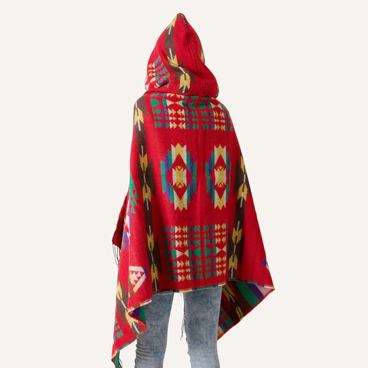 Autumn And Winter Horn Buckle Ethnic Style Hooded Cloak Shawl Bohemian Hooded Shawl