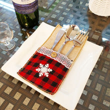 Load image into Gallery viewer, Christmas Knife And Fork Set Christmas Decorations Restaurant Hotel Decoration Checkered, Snowflake, Bowknot
