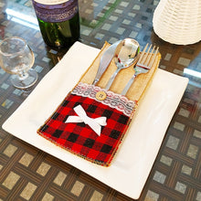 Load image into Gallery viewer, Christmas Knife And Fork Set Christmas Decorations Restaurant Hotel Decoration Checkered, Snowflake, Bowknot