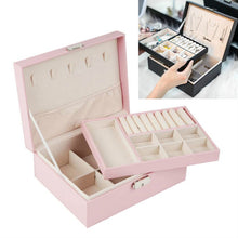 Load image into Gallery viewer, Portable Leather Jewelry Storage Box Necklace Ring Watch Storage Box, Single Layer, Double Layer
