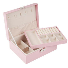 Load image into Gallery viewer, Portable Leather Jewelry Storage Box Necklace Ring Watch Storage Box, Single Layer, Double Layer