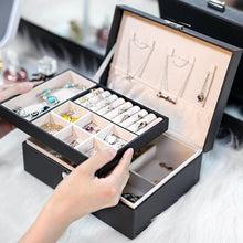 Load image into Gallery viewer, Portable Leather Jewelry Storage Box Necklace Ring Watch Storage Box, Single Layer, Double Layer