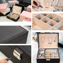 Load image into Gallery viewer, Portable Leather Jewelry Storage Box Necklace Ring Watch Storage Box, Single Layer, Double Layer