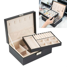 Load image into Gallery viewer, Portable Leather Jewelry Storage Box Necklace Ring Watch Storage Box, Single Layer, Double Layer