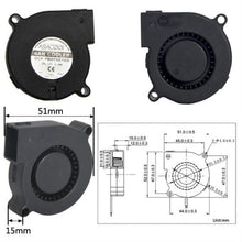 Load image into Gallery viewer, ASIACOOL Silent Turbo Blower Fan, 5015 12V, 7530 12V, 9733 12V, 12032 24V