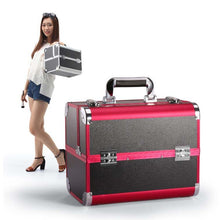 Load image into Gallery viewer, Professional Makeup Box Beauty Salon Manicure Toolbox, Red, Black, Pink, Magic Red, Coral Powder, Elegant Black, Noble Powder, Silver, Oversized Black, Oversized Pink