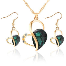 Load image into Gallery viewer, Cute Heart Shaped Crystal Stud Necklace Jewellery Set