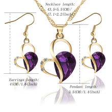 Load image into Gallery viewer, Cute Heart Shaped Crystal Stud Necklace Jewellery Set