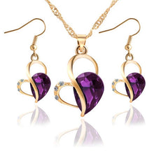 Load image into Gallery viewer, Cute Heart Shaped Crystal Stud Necklace Jewellery Set