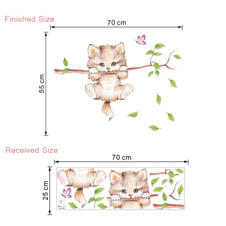Cute Cat Twig Kindergarten Environment Layout Wall Decoration Wall Sticker