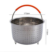 Load image into Gallery viewer, Stainless Steel Steaming Basket Plug-in Silicone Handle Pressure Cooker Steamer Kitchen Cooker Accessories, 3 Quarts, 6 Quarts, 8 Quarts