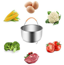 Load image into Gallery viewer, Stainless Steel Steaming Basket Plug-in Silicone Handle Pressure Cooker Steamer Kitchen Cooker Accessories, 3 Quarts, 6 Quarts, 8 Quarts