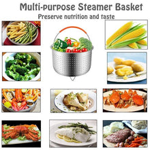 Load image into Gallery viewer, Stainless Steel Steaming Basket Plug-in Silicone Handle Pressure Cooker Steamer Kitchen Cooker Accessories, 3 Quarts, 6 Quarts, 8 Quarts