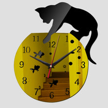 Load image into Gallery viewer, 3D Acrylic Cat Mirror Wall Clock DIY Fashion Home Decoration