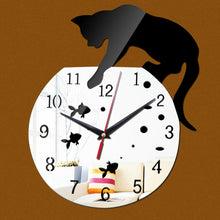 Load image into Gallery viewer, 3D Acrylic Cat Mirror Wall Clock DIY Fashion Home Decoration