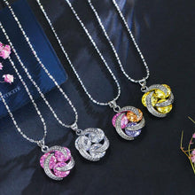 Load image into Gallery viewer, Fashion Cubic Zirconia Knot Earrings Necklace Ring Set for Women, 6, 7, 8, 9